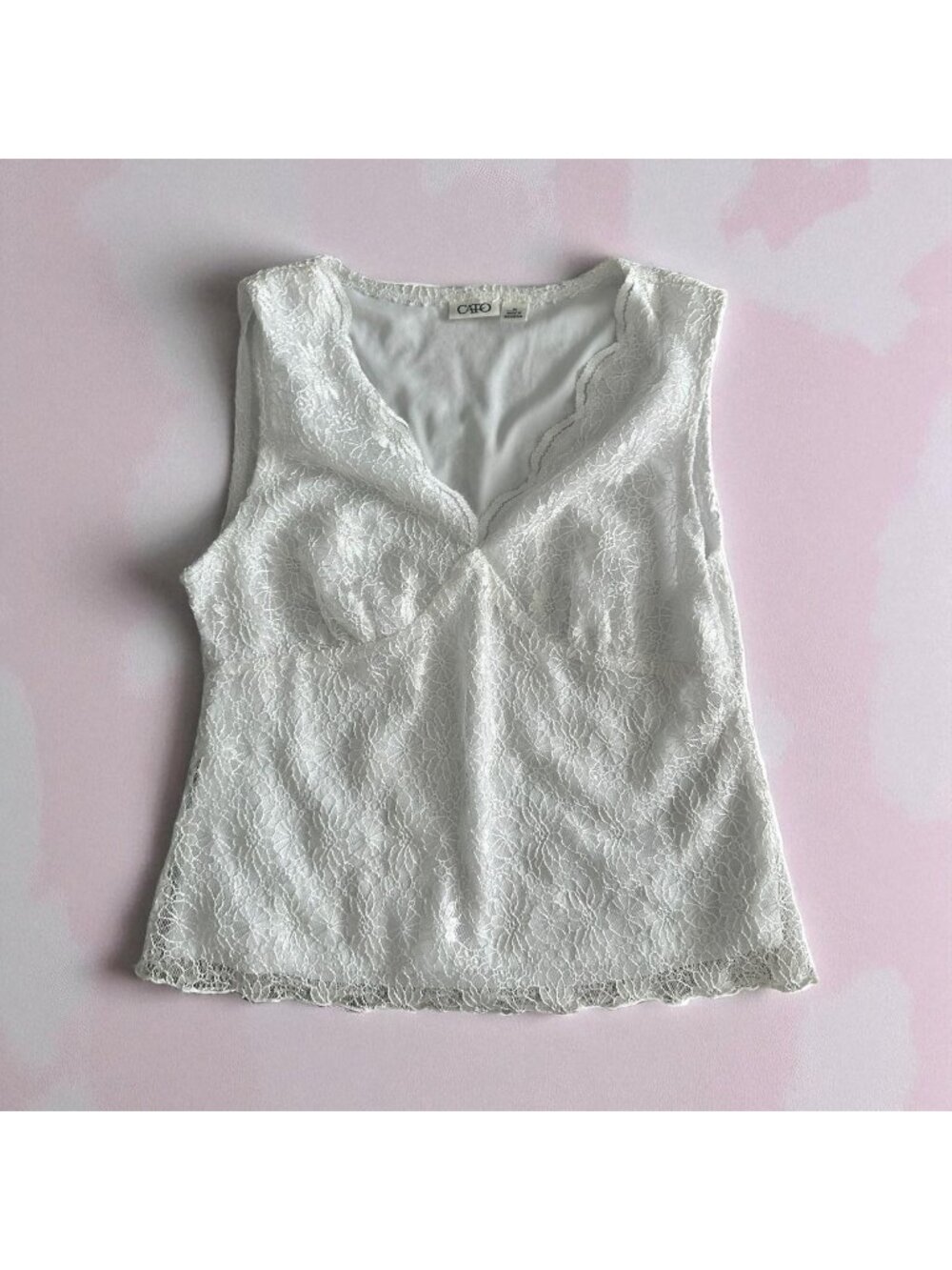 CATO White Lace Cami Tank Top Blouse Size Medium